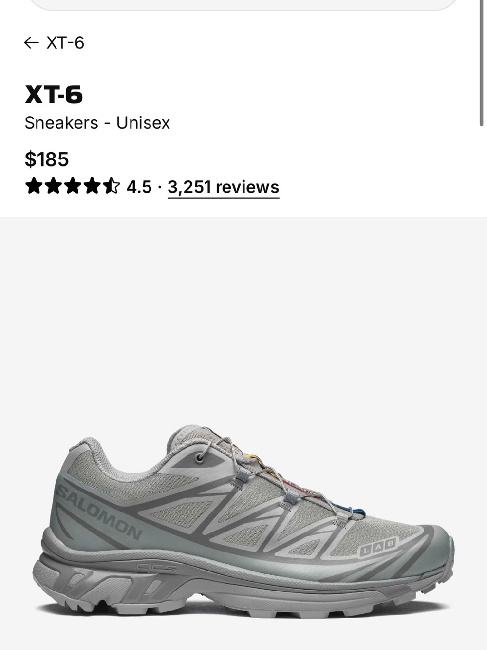 Salomon XT-6 Women's Light Grey Trail Sneakers